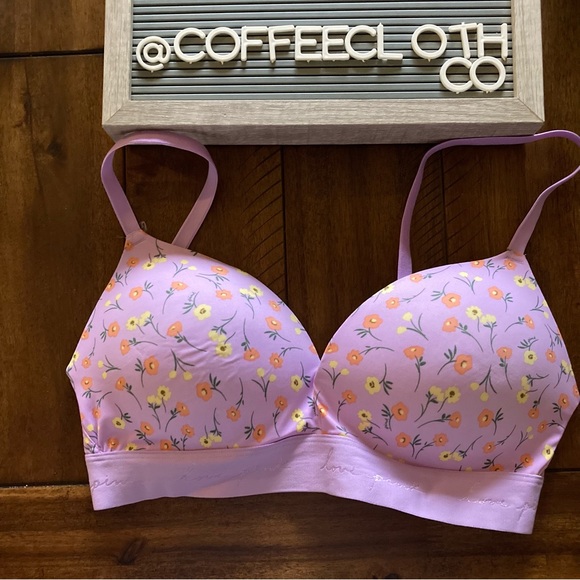 PINK Victoria's Secret Other - PINK Wear Everywhere Wireless Push-Up Bra Purple Floral